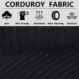 Thctvous 72” Corduroy Futon Sofa Bed with Pillows, Modern Convertible Futon Couch with 2 Cup Holders& Metal Legs for Small Spaces Living Room, Solid Wood Frame (Black) Thctvous