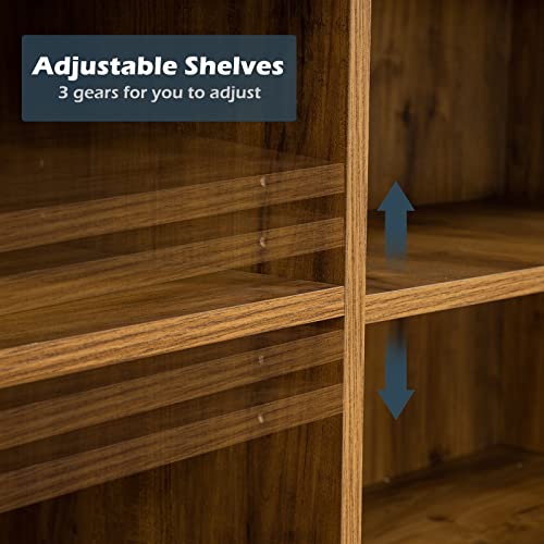 GAZHOME Modern Farmhouse TV Stand with Sliding Barn Doors, Media Entertainment Center Console Table for TVs up to 65”,2-Tier Large Storage Cabinets,Rustic TV Stand for Living Room Bedroom,Brown GAZHOME