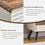 RedLemon 46" Entryway Table, Mid Century Modern Console Table with Slatted Sliding Door, Storage Shelf Wood Sofa Table Behind Couch for Hallway, Living Room, Foyer, Antique White RedLemon