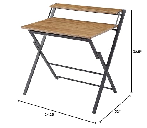 Ball & Cast Folding Computer Desk Foldable Laptop Table 2 Tiers, 32" W, Natural Ball & Cast