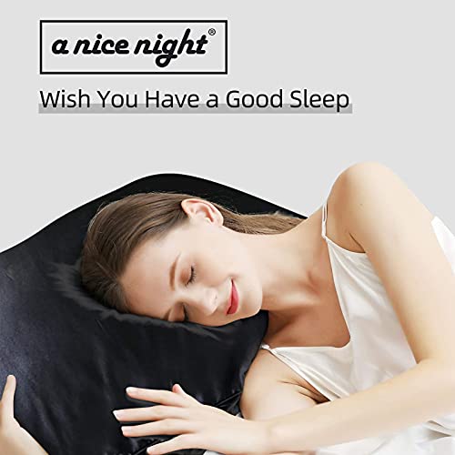 A Nice Night Satin Silky Soft Quilt Luxury Super Soft Microfiber Bedding Comforter Set, Light Weighted (Black, Twin) A Nice Night