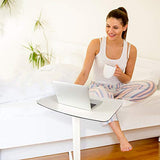 CARTMAY Mobile Standing Desk,Pneumatic Height Adjustable Laptop Desk, Mobile Laptop Desk with Wheels, Height Adjustable from 29.5'' to 47'',White CARTMAY