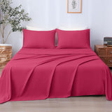 LONAVA Full Sheet Set 4 Pieces,Magenta Red Ultra Soft & Breathable Microbifer Sheets, 1600 Thread Count Hotel Luxury Oeko-Tex Bed Sheets, 14-16 Inch Deep Pocket Durable Wrinkle Free Sheets LONAVA