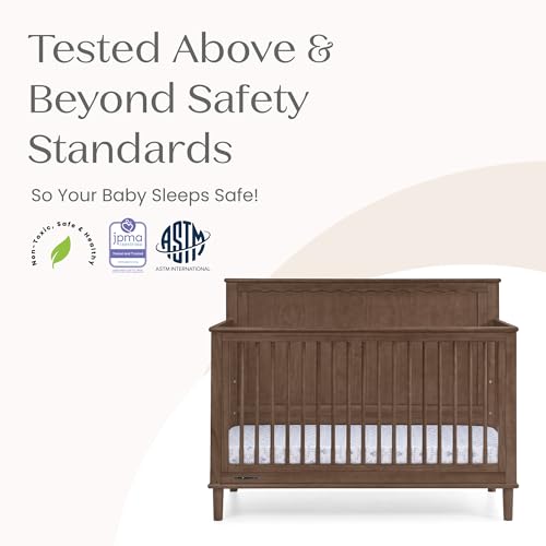 Delta Children Penelope 6-in-1 Convertible Crib - Greenguard Gold Certified, Teak Brown