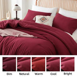 ROSGONIA Queen Comforter Set Dark Red,3pcs Bedding Comforter Sets(1 Boho Red Comforter & 2 Pillowcases) All Season Lightweight Bedspread Blanket Quilt ROSGONIA