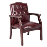 Oakestry Ivy League Executive Guest Chair in Burgundy Vinyl Wood Frame Office Visitor Chair with Mahogany Finish Comfortable Reception Seating for Office Lobby or Waiting Room Oakestry