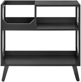 Crosley Furniture Asheville Mid-Century Modern Media Console Record Player Stand, Storage for Vinyl Records, Medium, Black Crosley Furniture
