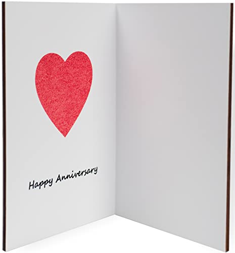 Handmade Wooden Happy Anniversary Card with Holder. Wood Wedding Anniversary Cards for Him, Husband, Her, Wife or Parents, Couple. REYJUK