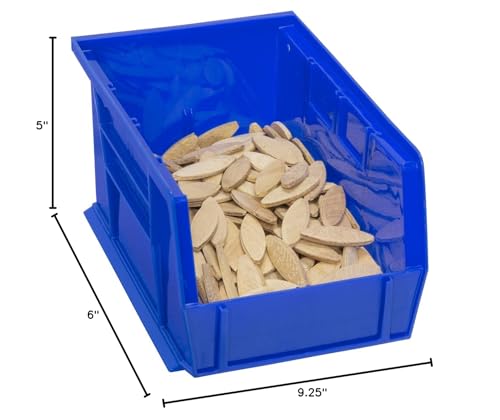 Akro-Mils 30237 AkroBins Plastic Storage Bins, Space-Saving Stackable Bins for Garage, Pantry, Craft Organization, 9-" x 6-" x 5-", Blue, 12-Pack Akro-Mils
