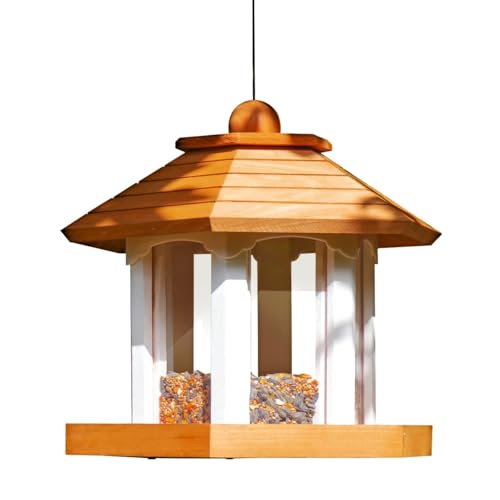 Cedar Alpha Delux Large Gazebo Hanging Bird Feeder for Outside- Rust Proof- Lifetime Durability - Large Compacity - Sunflower Seeds - All Birds Available (6 Lbs Capacity DIY Kit) - WoodArtSupply