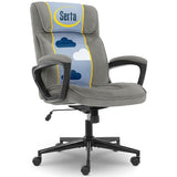 Serta Hannah Executive Home Office Desk Chair, Ergonomic Mid-Back with Lumbar Support, Firm Seat Cushion, Layered Body Pillows, Padded Armrests, Swivel Base, Easy Assembly, Microfiber, Black/Grey Serta