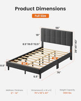 Pipishell Full Size Bed Frame with 12 Thickened Legs&Fabric Upholstered Headboard,1300 Lbs Weight Capacity, Adjustable Headboard, No Box Spring Needed, Easy Assembly, Underbed Storage（Solid Wooden） Pipishell