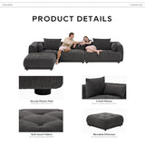 COLAMY 144" Cloud Sectional Couch with Ottoman,Modular Sectional Sofa with 3 Large Seat and 1 Movable Ottoman for Living Room,DIY Combination, Chenille, Gray COLAMY