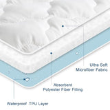 2 Pack Twin Mattress Protector Pad Waterproof Quilted, Breathable & Cooling Twin Size Mattress Cover Fitted for Kids with Deep Pocket Up to 14" for Single Bed, (White) SPRINGSPIRIT