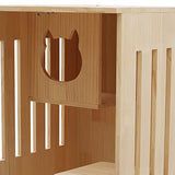 FONSOLUM Large Wooden Cat House with LED Light, Multi-Feature Cats Cage Cat Condo with Scratching Post and Wheels, Catio Cat Enclosure Cat Shelter for Indoor and Outdoor(24 * 24 * 47In) FONSOLUM