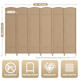 Cocosica 6 Panel Room Divider,6Ft Folding Privacy Screen,Tall - Extra Wide Foldable Panel Partition Wall Divider with Diamond Double-Weaved Hand-Woven Design Room Screen Divider COCOSICA