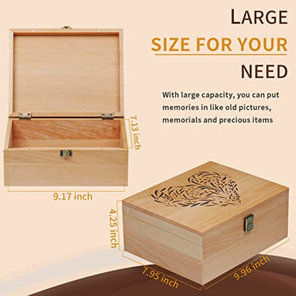 EXISTING Wooden Memory Keepsake Box, Floral Heart Engraved Keepsake Boxes with Lids, Memory Box for Keepsakes for Anniversary, Wedding, Memory, - WoodArtSupply