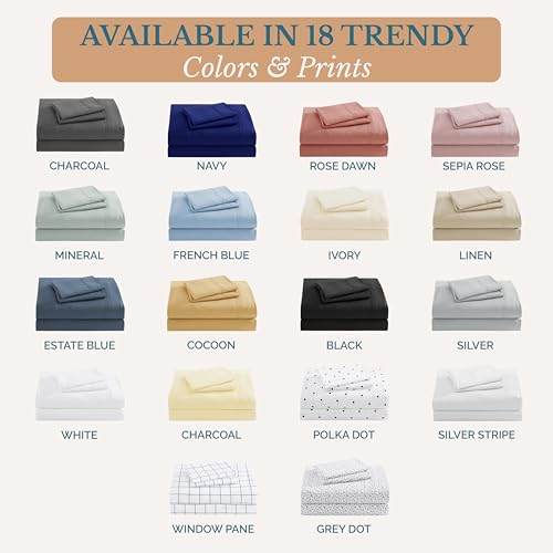 Casa Platino Bedding Sheets & Pillowcases, 3 Piece Set, Pre-Washed Fade Resisitant Cozy Twin Bed Set, 100% Hydro-Brushed Microfiber, Twin Sheet fits up to 15 inch Mattress- Estate Blue Casa Platino