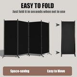 Room Divider-Folding Privacy Screens, 6 ft Partition Room Dividers Wall for Separation, Home, Office, Classroom, Studio (Black, 4 Panel) Grezone