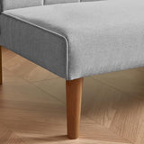 HomePop Upholstered Bergen Convertible Futon Sofa Bed, Modern Sofa Couches for Living Room, Small Spaces, Dorm, Apartment, Gray Woven HomePop