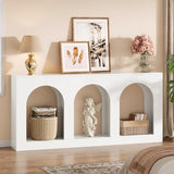 Tribesigns 70.9" White Console Table with Storage, Wood Entryway Entry Table with 3 Arched Shelves for Foyer, Hallway, Living Room, Behind Couch Sofa, Narrow Long Tribesigns