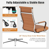 Okeysen Office Desk Chair, Ergonomic Leather Modern Conference Room Chairs, Executive Ribbed Height Adjustable Swivel Rolling Chair for Home Office. (Brown) Lepdep
