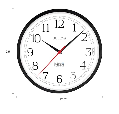 Bulova Precision Connect Wall Clock C5000, 12.5", Black and White Bulova