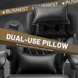Massage Office Chair with Foot Rest,6 Points Vibration & Heat Executive Office Chairs,Big and Tall Leather Office Chair 500LBS,Ergonomic Desk Chair for Heavy People,Recliner with Dual-Use Pillow,Black BLISNEST