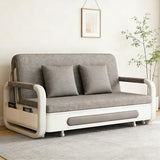 Horseo Pull-Out Sofa Daybed, Foldable Convertible Couch Bed with Hidden Compartment, Solid Wood and Sturdy Metal Frame & Easy Assembly, for Living Room, Guest Room (Light Grey, 50.4"-Standard) Horseo