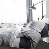 VM VOUGEMARKET Striped Bedding Duvet Cover Set King,3 Pieces Gray Blue Duvet Cover Sets,100% Cotton Modern Simple Comforter Cover with Zipper-King,Martin VM VOUGEMARKET