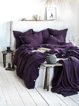 Gaytri Handicraft Linen Duvet Cover in Plum. King Queen Twin Full Double Single Size Dark Purple Linen Bedding Cover Set (Twin 68x90'') Generic