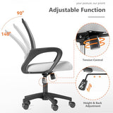 OS MOTOR Home Office Chair, Ergonomic Mid-Back Mesh Desk Chair with Lumbar Support, Adjustable Swivel Rolling Design, Comfy Armrest for Work, Study, Gaming, Vanity (White, Single Chair) OS MOTOR