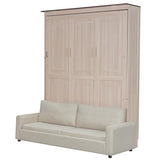 Merax Queen Size Wood Murphy Bed, with Upholstered Sofa Multifunctional Foldable Wall Platform Bedframe for Bedroom Guest-Room, Beige Merax