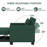 DURASPACE Futon Sofa Bed, 3 in 1 Convertible Sofa Chair Bed, Adjustable Backrest Chair, Chaise Lounge with USB Ports, Cup Holder, Side Pocket, Storage Box (Green) DURASPACE
