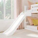 Max & Lily Solid Wood Twin Over Twin Size Low Bunk Beds for Kids with Slide and Ladder, 400 lbs Weight Capacity, 14" Safety Guardrail, Anti-Slip Steps, White Max & Lily