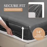 Casa Platino Satin Twin Sheets - Silky Soft Twin Sheet Set with 15 Inch Deep Pocket Fitted Sheet, Luxurious Feel, Silky Smooth,Makes for a Great Nights Sleep, Stylish Finish - Dark Gray Casa Platino