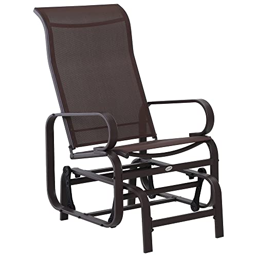 Outsunny Outdoor Glider Chair, Gliders for Outside Patio with Smooth Rocking Mechanism and Lightweight Construction for Backyard, Brown - WoodArtSupply