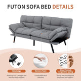 MUUEGM Futon Sofa Bed，Memory Foam Futon Convertible Couch Bed, Sofa Bed Couch,Modern Loveseat Sofa,Sleeper Couch for Small Space，Apartment, Living Room,Adjustable Backrests Armrests,Light Grey MUUEGM