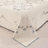 Quilt Set Blue Floral 3D Embroidery Pattern 3 PCS 100% Cotton Reversible Quilted Embroidered Decorative Bedspreads Coverlet Set, Lightweight &Soft King Size White Bedding Coverlet for All Season ROOMLIFE
