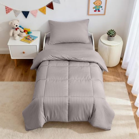 ZPECC Toddler Bedding Set - 4 Piece Hypoallergenic Baby Crib Bedding Set for Boys and Girls, Includes Toddler Comforter, Flat Sheet, Fitted Sheet and Pillowcase, Ashes of Roses ZPECC