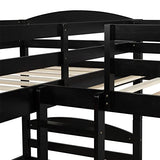 Quad Bunk Bed Twin Over Twin L-Shaped Bunk Bed Compatible with 4 Boys Girls Teens, Gray Bedroom Bed Frame, WoodArtSupply