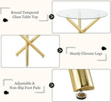 HAIZAO Gold Round Glass Dining Table Set for 4, 36'' Small Modern Kitchen Table Set with 4 White Gold Boucle Upholstered Dining Chairs, 5 Piece Luxury Dining Room Set, Easy Assemble HAIZAO