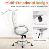 NEO CHAIR Office Desk Ergonomic Gaming Chair High Back Adjustable Computer Chair with Wheels and Lumbar Support Comfy Leather Executive Swivel (White) NEO CHAIR