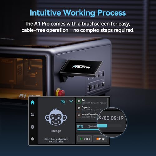 Creality Falcon A1 Pro 20W Laser Engraver, 180W Enclosed Laser Cutter and Engraver Machine with Air Assist, HD Smart Camera for Auto Focus, APP Control, Touch Screen, Ideal for Wood & Metal CREALITY FALCON
