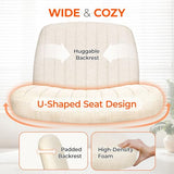 Orange Factory Criss Cross Chair Wheels Wide Cross Legged Office Desk Vanity Chair Comfy Fabric Armless Adjustable Swivel for Home Computer Task (Beige) Orange Factory