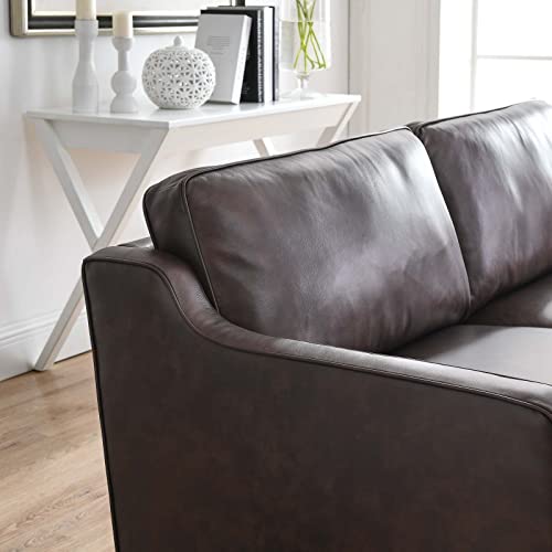 Modway Impart Upholstered Genuine Leather Sofa in Brown Modway