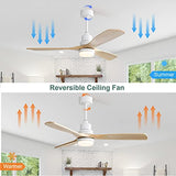 Sofucor 52 Inch Ceiling Fan with Lights Modern Wood Ceiling Fan Remote Control Dimmable LED Light 3 Blades Reversible DC Motor for Farmhouse Bedroom Living Room Patio with Cover(Burlywood) Sofucor