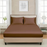 Queen Silk Satin Fitted Sheet, Soft Deep Pocket Single Bottom Bed Sheets Sold Separately, Wrinkle Free, Non- Fading, Breathable, Fully Elasticized(Queen Size, Brown) Lanest Housing