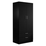Madesa 2 Door 2 Drawer Storage Cabinet Wardrobe with Shelf and Hanging Space 31" L Wooden Armoire Closet Organization Unit for Bedroom and Office - Black Madesa