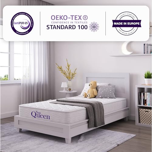 NapQueen 8 Inch Innerspring Twin Size Medium Firm Memory Foam Mattress, Bed in a Box, White NapQueen